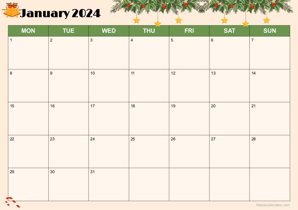 Blank Christmas-themed February 2025 Calendar